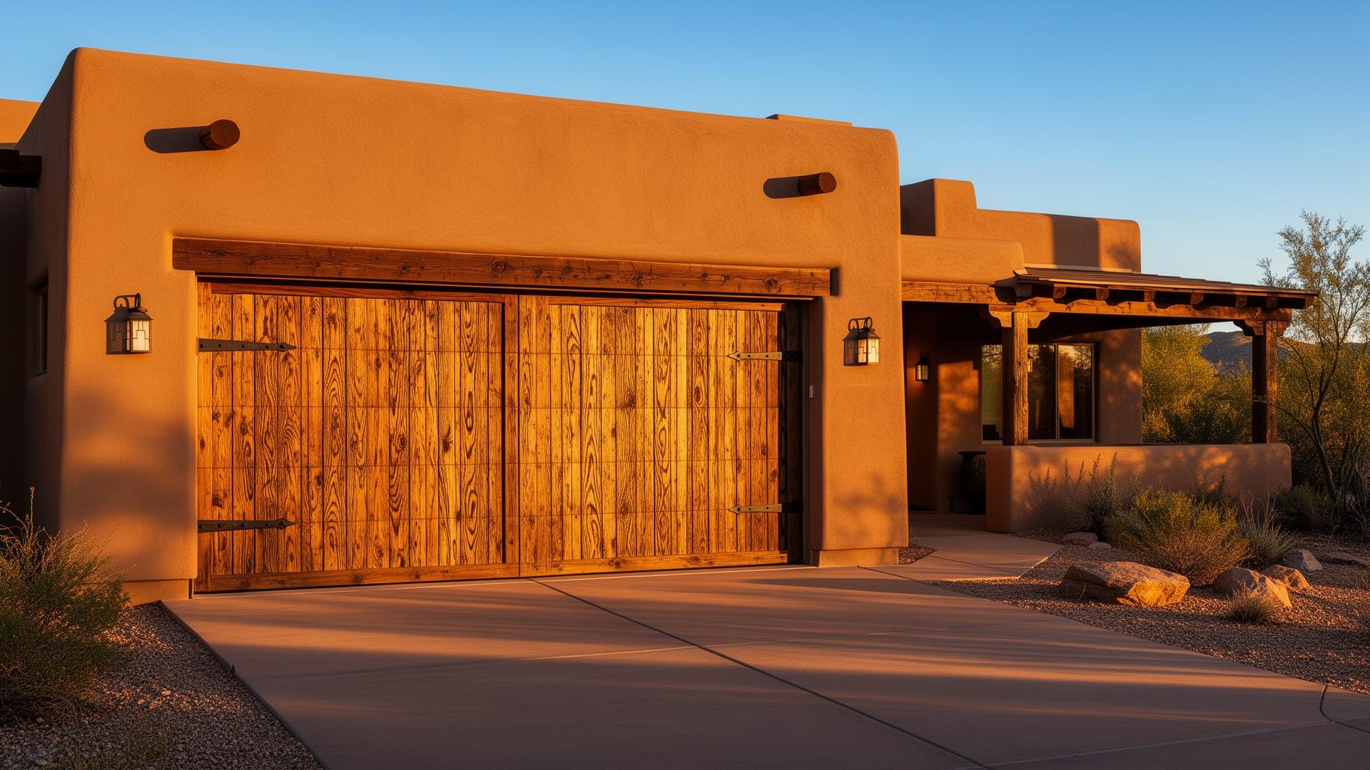 Professional garage door installation on beautiful Southwest home by Strafford Garage Doors